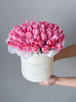 Тюльпаны темно-розовые в коробке M