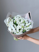Тюльпаны белые кружевные в букете M