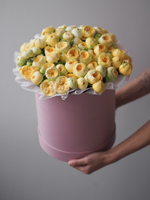 Розы Пиони Бабблз в коробке XL