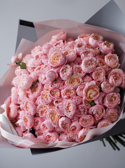 Кустовые розы Джульетта в букете XL