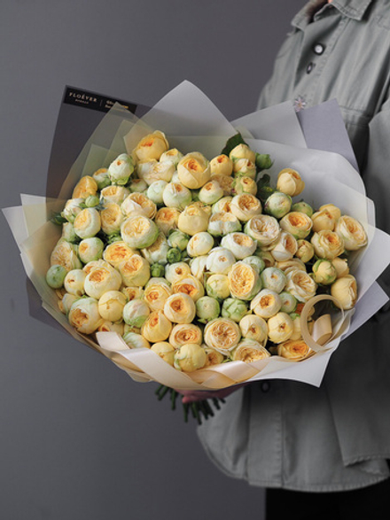 Розы Пиони Баблз в букете XL